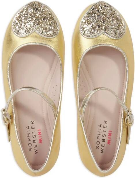 Sophia Webster Mini Amora laminated-finish ballerina shoes Gold