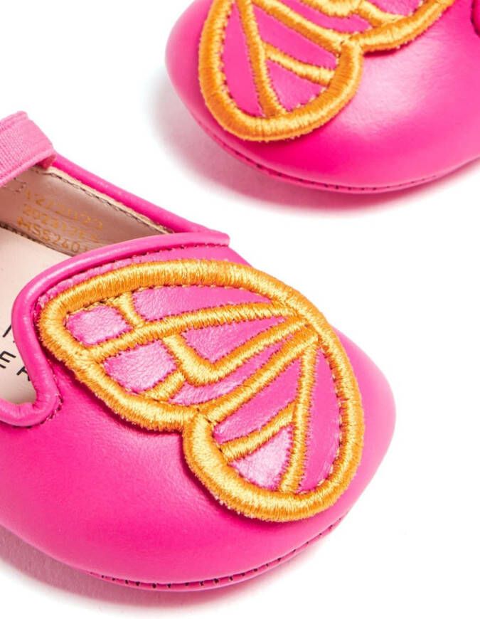 Sophia Webster Mini Bibi butterfly-patch ballerina shoes Pink