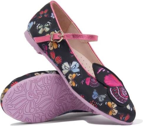 Sophia Webster Mini Butterfly appliqué-detail ballerina shoes Black