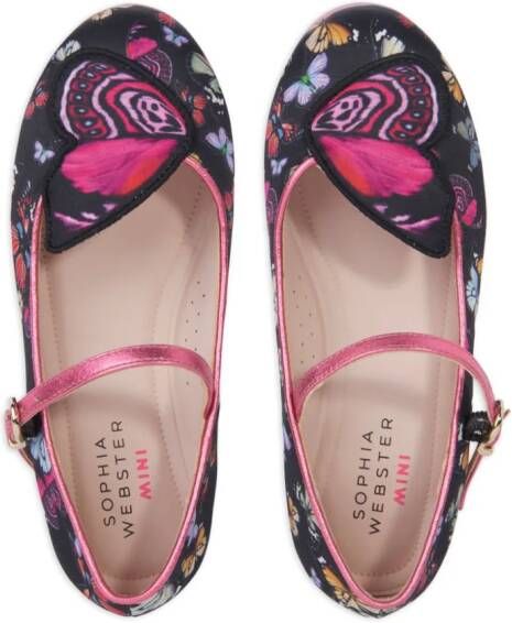 Sophia Webster Mini Butterfly appliqué-detail ballerina shoes Black