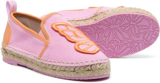 Sophia Webster Mini butterfly-patch flat espadrilles Pink