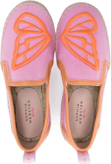 Sophia Webster Mini butterfly-patch flat espadrilles Pink