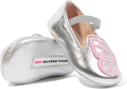Sophia Webster Mini Butterfly pre-walker leather shoes Silver