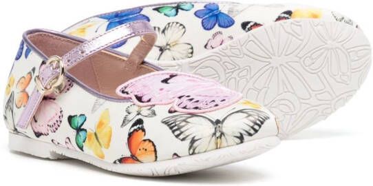 Sophia Webster Mini butterfly-print ballerina shoes Pink