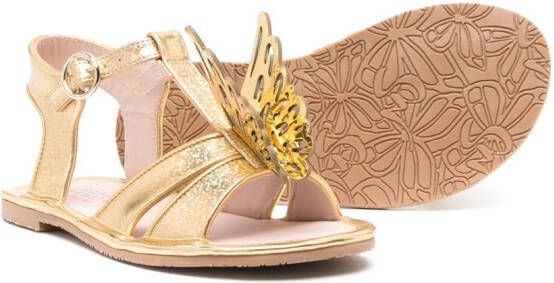 Sophia Webster Mini Celeste butterfly metallic sandals Gold