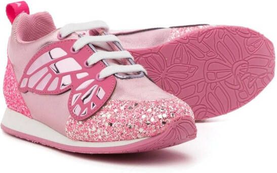 Sophia Webster Mini Chiara glitter lace-up sneakers Pink