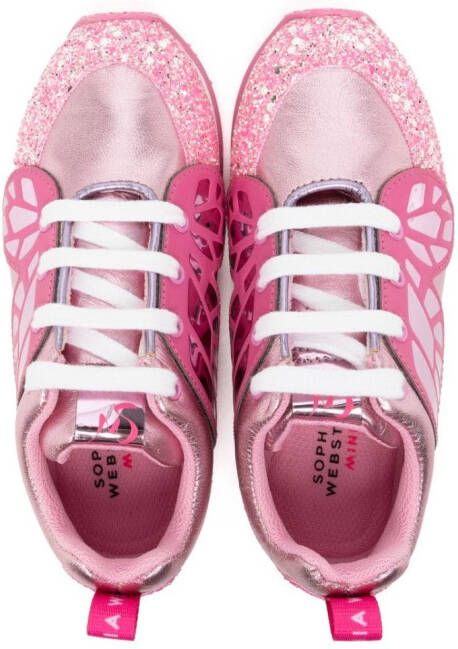 Sophia Webster Mini Chiara glitter lace-up sneakers Pink