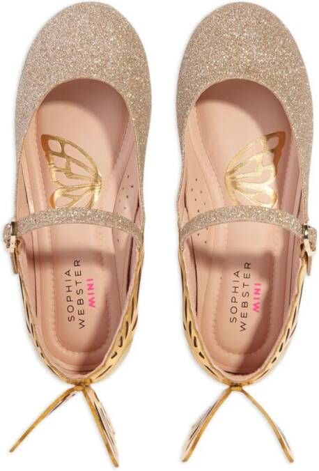 Sophia Webster Mini Chiara leather ballerina shoes Gold
