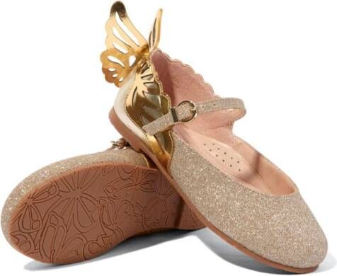 Sophia Webster Mini Chiara leather ballerina shoes Gold