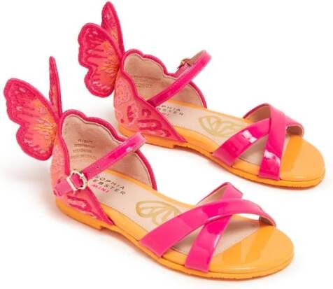 Sophia Webster Mini Chiara wing-appliqué leather sandals Pink