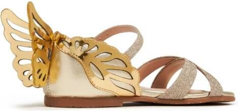 Sophia Webster Mini Heavenly wing-appliqué leather sandals Gold