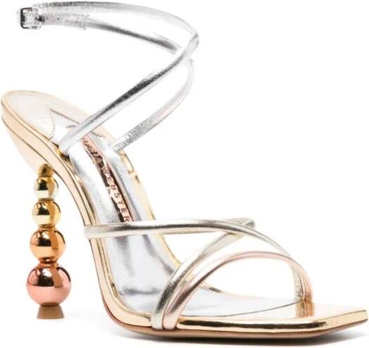 Sophia Webster Perla 110mm metallic-finish sandals Gold