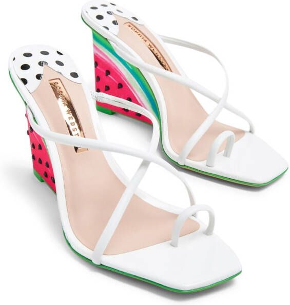 Sophia Webster watermelon-print wedge sandals White