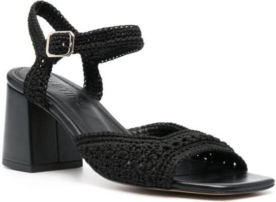 Souliers Martinez Sicilia 75mm woven leather sandals Black