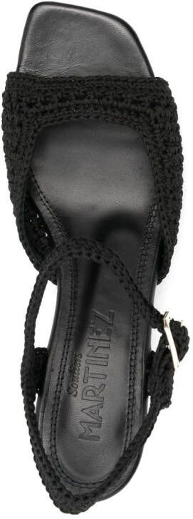 Souliers Martinez Sicilia 75mm woven leather sandals Black