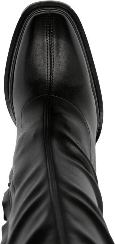 Souliers Martinez Velvet 100mm leather knee boots Black