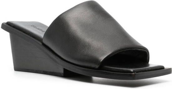 St. Agni 65mm wedge leather sandals Black