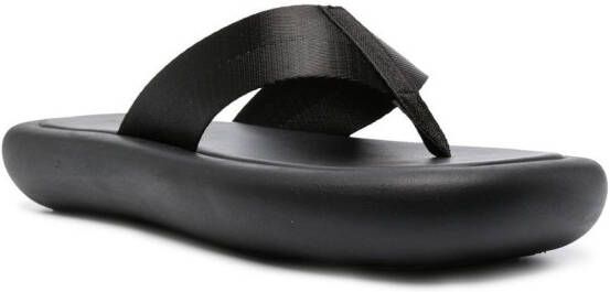 St. Agni Thong-strap Flatform leather sandals Black