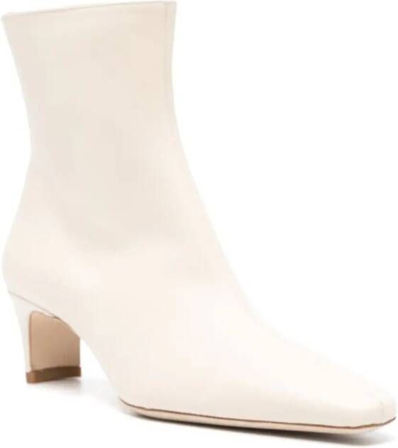 STAUD almond-toe 70mm leather boots Neutrals