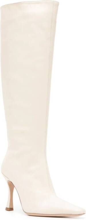STAUD Cami 95mm leather knee-high boots Neutrals