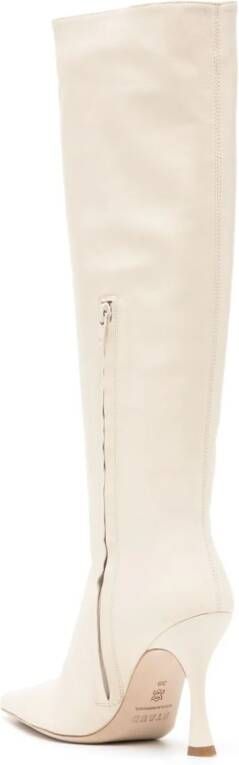 STAUD Cami 95mm leather knee-high boots Neutrals