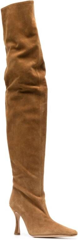 STAUD Cami 95mm suede boots Brown