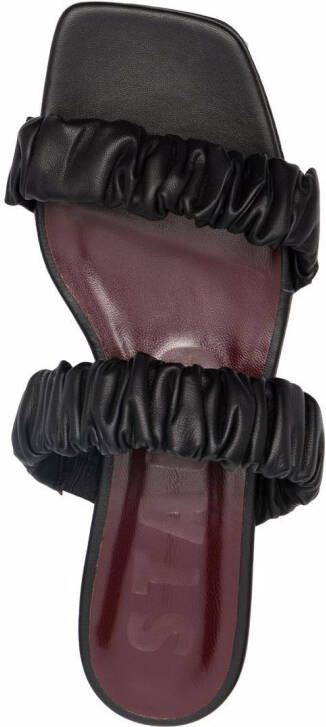 STAUD Maya leather flat sandals Black