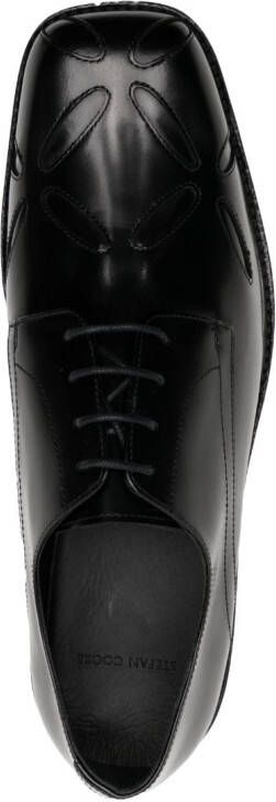 Stefan Cooke embroidered-detail leather derby shoes Black
