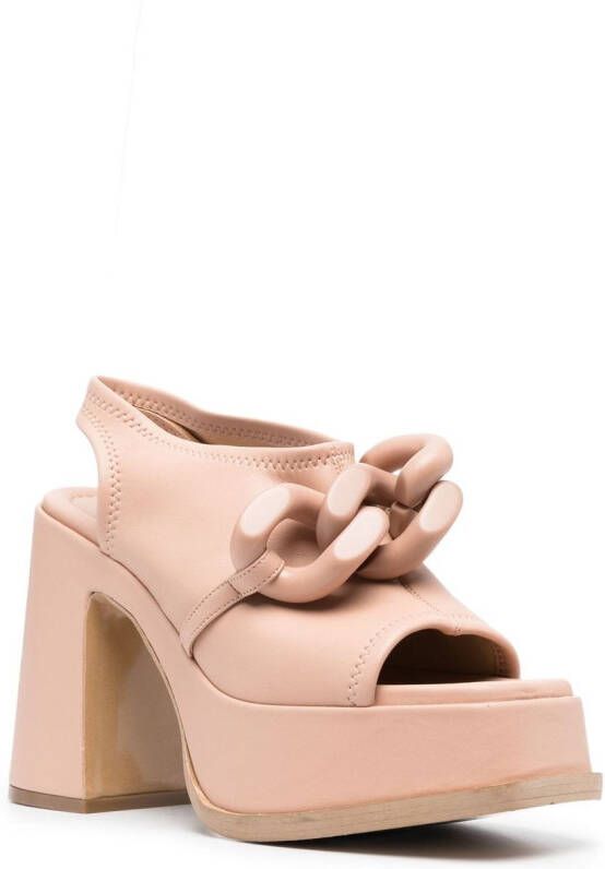 Stella McCartney chain-link 125mm block heel sandals Pink