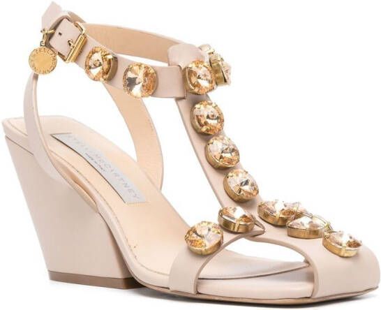 Stella McCartney Cowboy T-Bar crystal-embellished sandals Neutrals