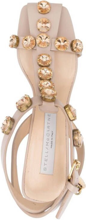 Stella McCartney Cowboy T-Bar crystal-embellished sandals Neutrals