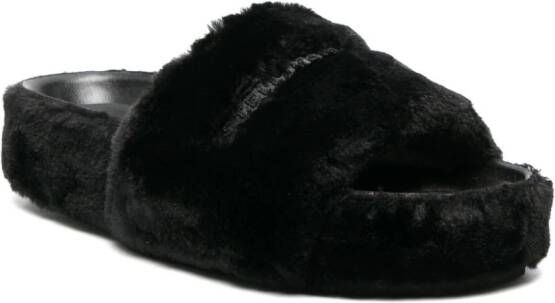Stella McCartney faux-fur moulded-footbed slippers Black