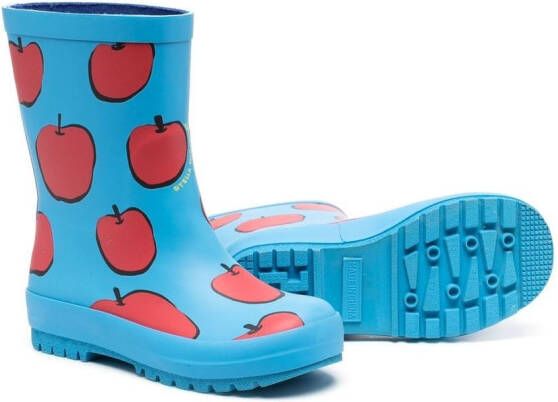 Stella McCartney Kids apple-print rain boots Blue