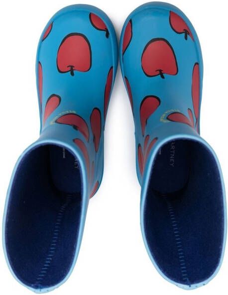 Stella McCartney Kids apple-print rain boots Blue