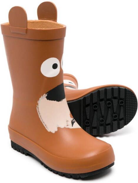 Stella McCartney Kids bear-motif rain boots Brown