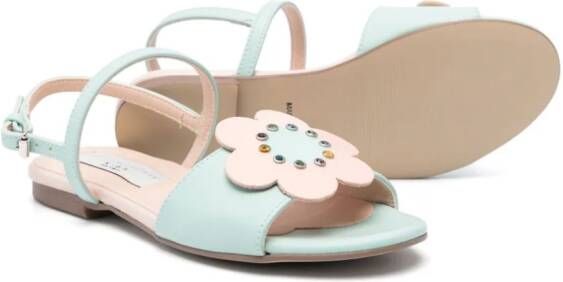 Stella McCartney Kids floral-appliqué faux-leather sandals Green