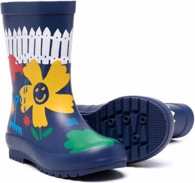 Stella McCartney Kids floral wellington boots Blue