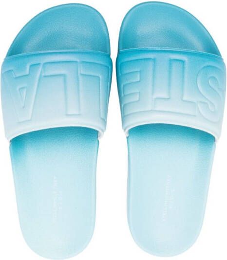 Stella McCartney Kids logo-embossed rubber slides Blue