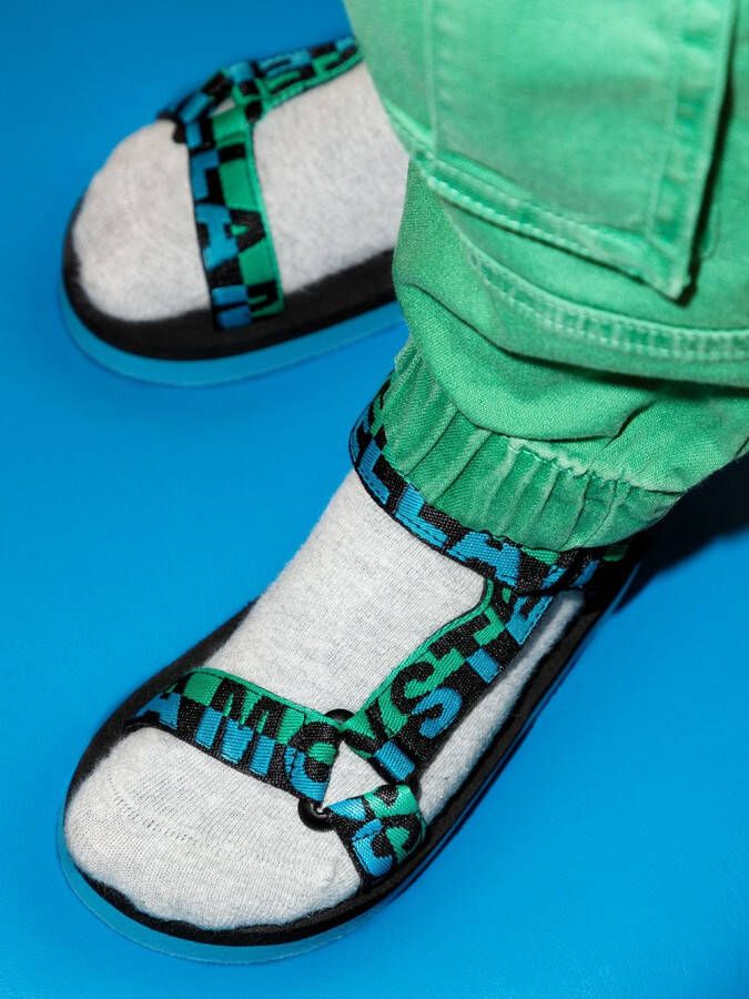 Stella McCartney Kids logo-print touch-strap sandals Blue