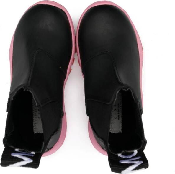 Stella McCartney Kids logo pull-tab ankle boots Black