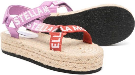 Stella McCartney Kids logo-tape sandals Pink