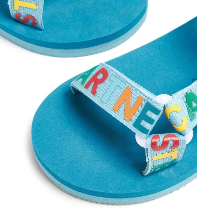 Stella McCartney Kids logo-tape touch-strap sandals Blue