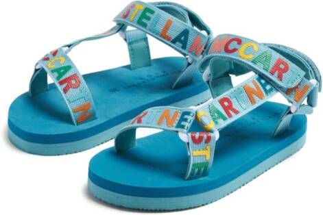 Stella McCartney Kids logo-tape touch-strap sandals Blue