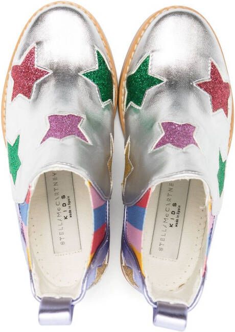 Stella McCartney Kids star-print metallic-finish boots Silver