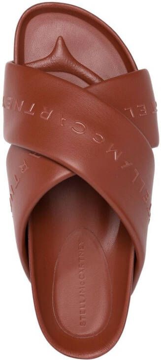 Stella McCartney logo-strap flatform sandals Brown