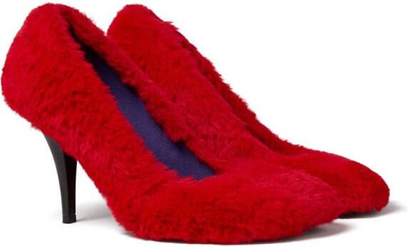 Stella McCartney Ryder 95mm faux-fur pumps Red
