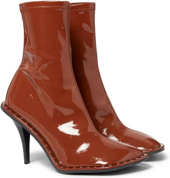 Stella McCartney Ryder lacquered ankle boots Brown