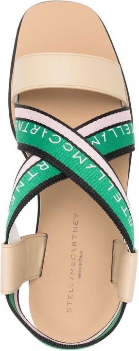 Stella McCartney Sneak-Elyse striped platform sandals Neutrals