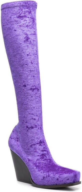 Stella McCartney velour knee-high boots Purple