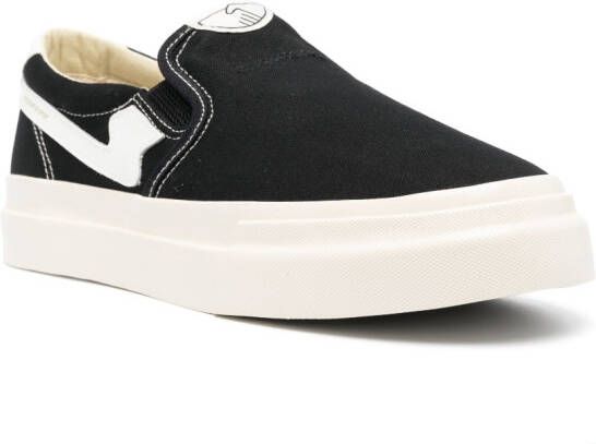 Stepney Workers Club contrast-stitch slip-on sneakers Black